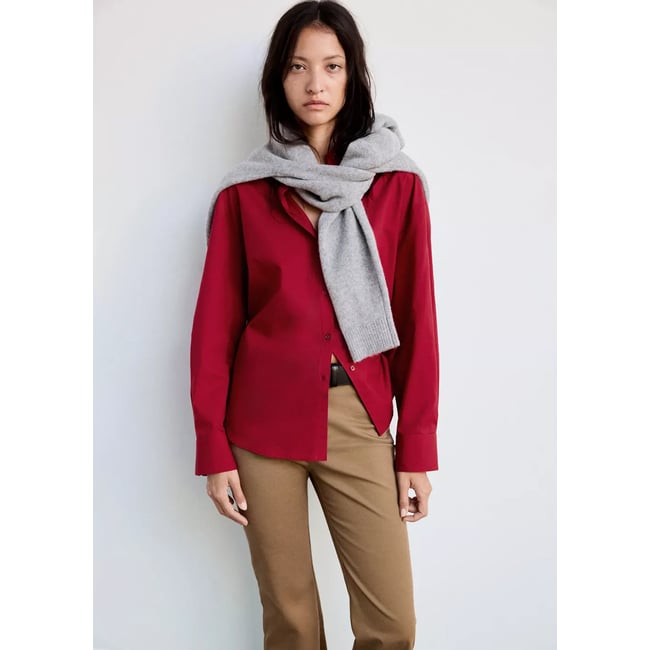 Chemise droite mélange coton et lyocell - MANGO