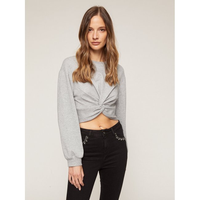 Blouse Femme Speechless Taille S - Ouvert Devant, Drapé, Manches Courtes - Gris Multicolore