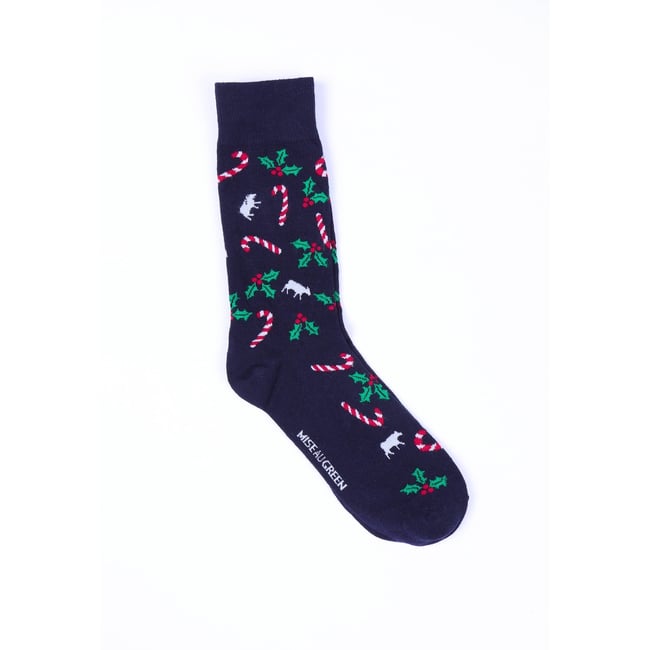 Chaussettes Noël bleu marine <span itemprop=