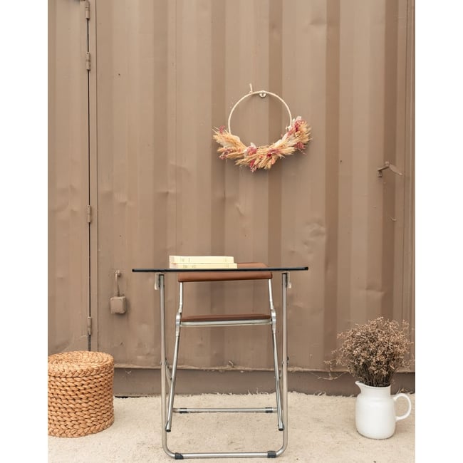 Bureau et chaise pour enfant chromé Yvan N°576 - Bon état Couleur bois foncé <span itemprop=