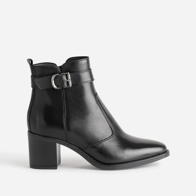 Boots À Talon en cuir NORAH noir <span itemprop=