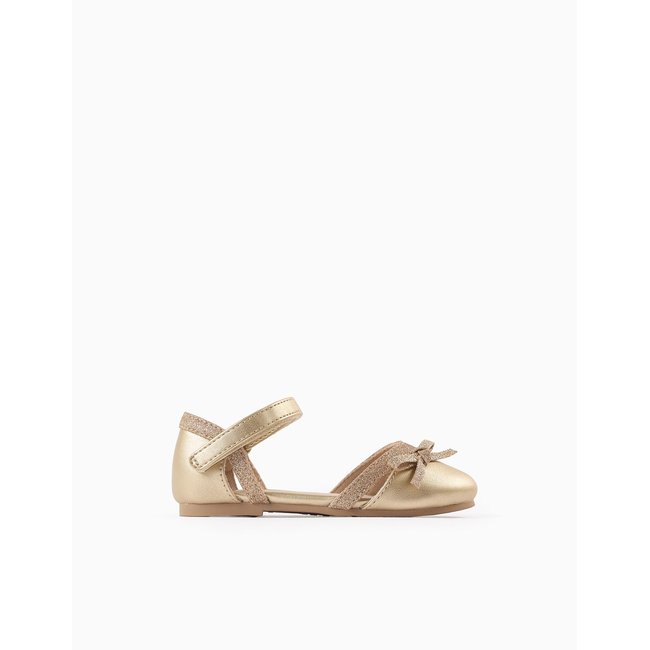 Ballerines avec Noeud et Paillettes or <span itemprop=