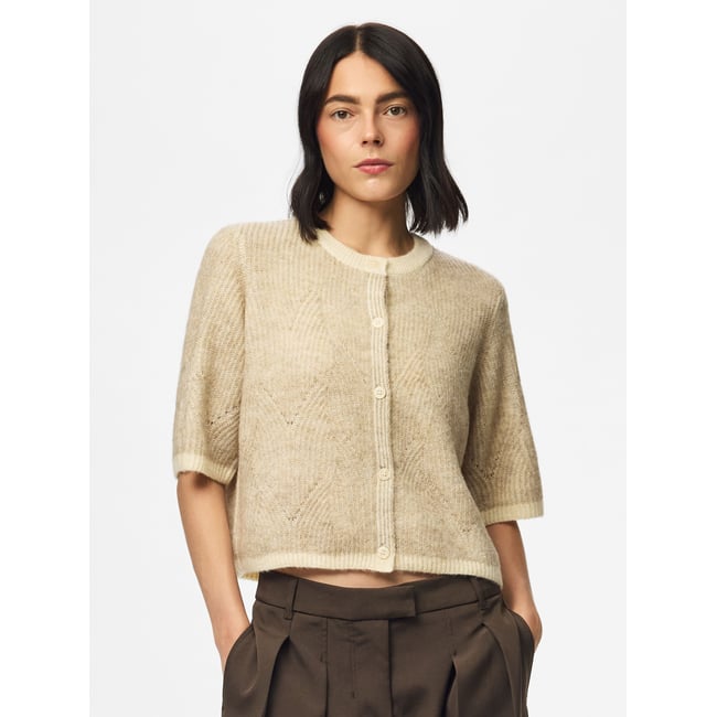 Cardigan En Maille beige <span itemprop=
