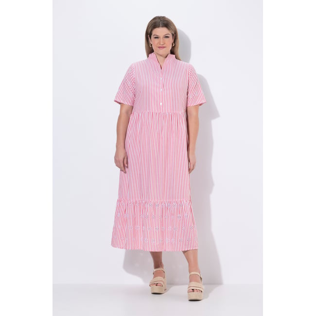 Robe maxi à rayures, poches rouge pavot <span itemprop=