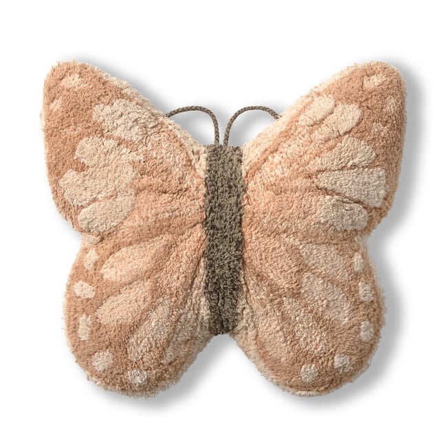 Coussin de sol Papillon PETALS & PALS rose, châtaigne, sable rose, grain de café, brun terre, naturel <span itemprop=