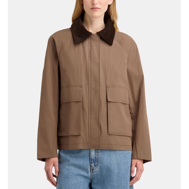Veste droite faune col velours - GALERIES LAFAYETTE