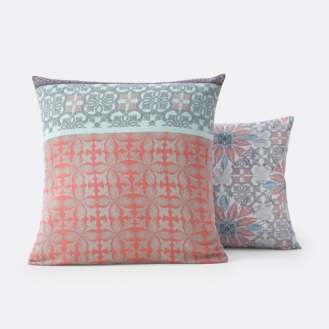 Kissenbezug Bergame, Flanell grau/grün/violett/rosa <span itemprop=