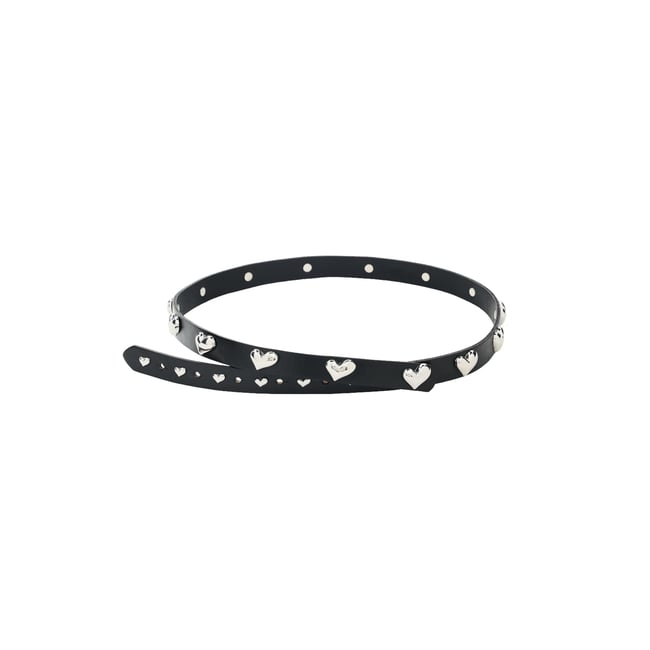 Ceinture 100 % cuir boucle logo noir <span itemprop=