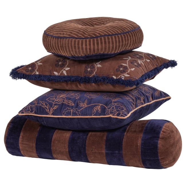 Lot de 4 coussins en coton NIVA Couleur marron <span itemprop=