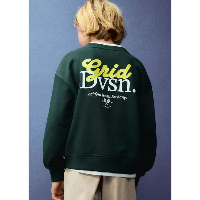 Sweat-shirt oversize imprimé vert foncé <span itemprop=