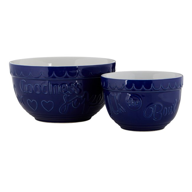 Set of 2 Round Mixing Bowls in Blue/White, blue/white, SO'HOME