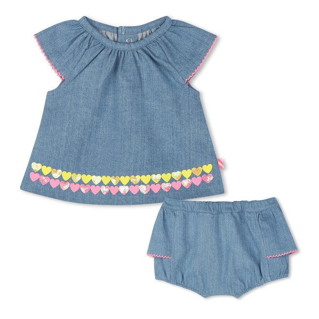 Ensemble en jean avec volants denim blue <span itemprop=