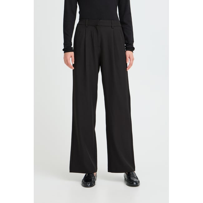 Pantalon large à pinces, taille elastiquée - ICHI