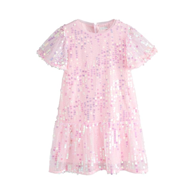 Robe de soirée à sequins/basque/manches ange - NEXT