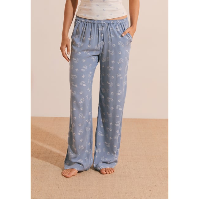 Pantalon de pyjama à motifs croissants BLUE bleu <span itemprop=