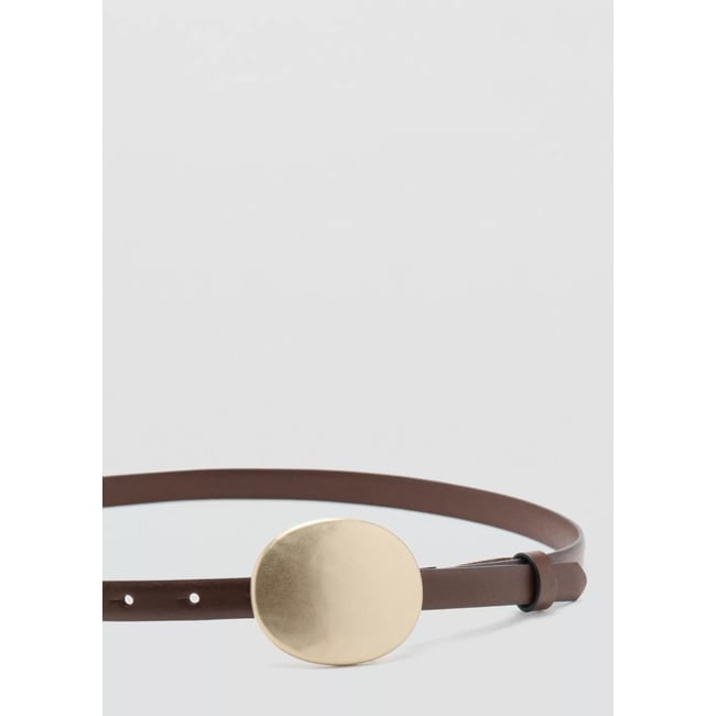 Ceinture cuir boucle ronde chocolat <span itemprop=