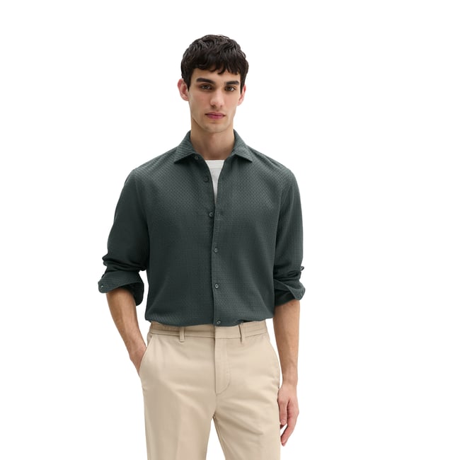 Chemise dobby shaped en coton bio structuré - MARC O'POLO