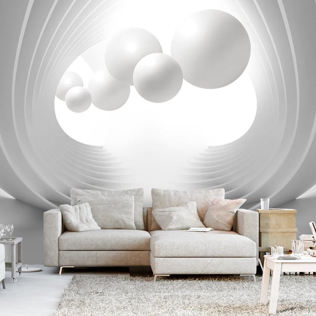 Papier peint intissé panoramique 3D et Perspective Gate of Modernity Couleur gris / argent <span itemprop=