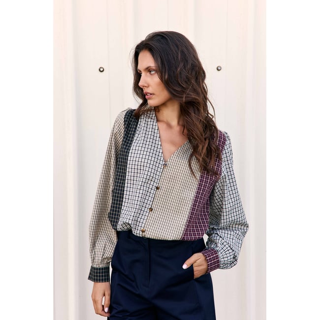 BLOUSE imprimé à carreaux BAILA 55-patch <span itemprop=