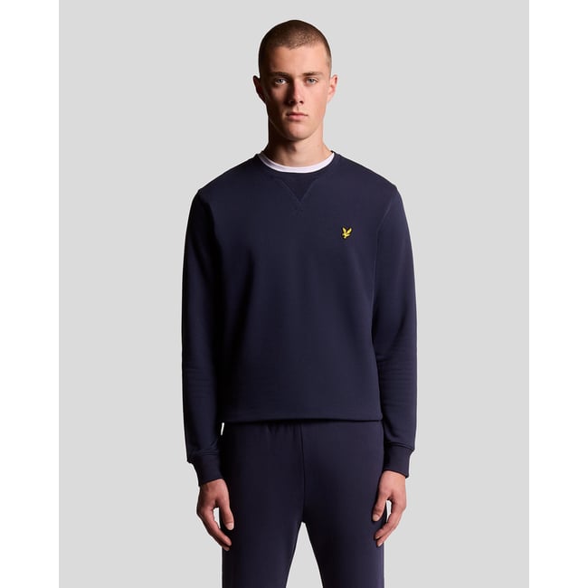 Sweat-shirt col rond en coton bleu marine <span itemprop=