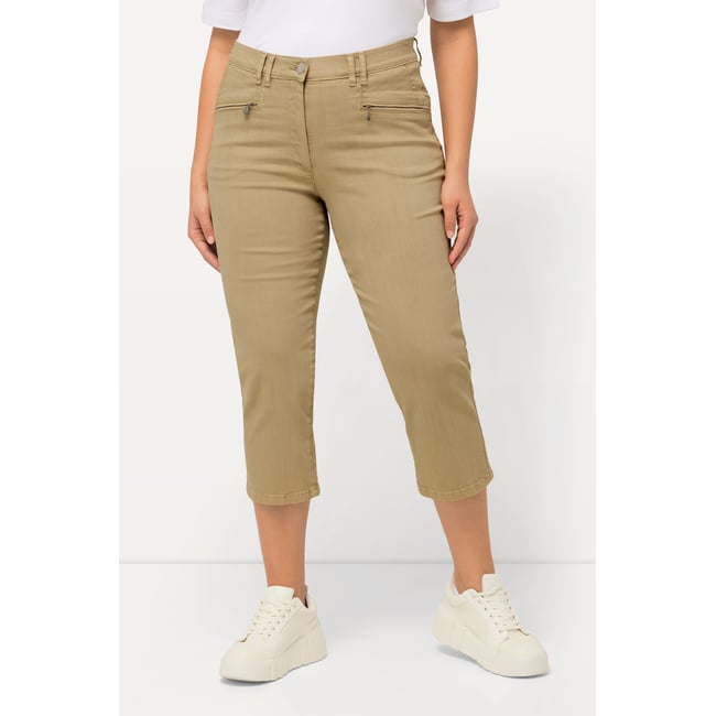 Pantalon stretch Mony longueur 7/8. Poches beige <span itemprop=