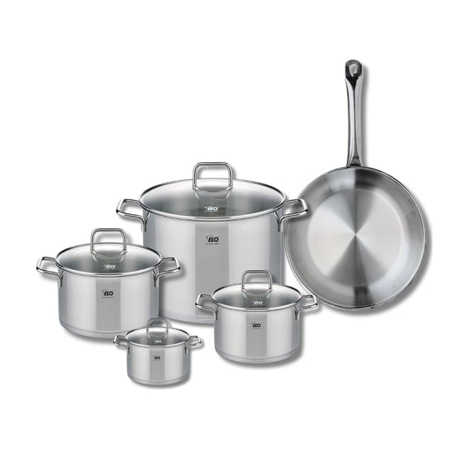 Batterie 1 poêle 28cm + 4 faitouts 12/16/20/26cm PROFI CITRIN inox <span itemprop=