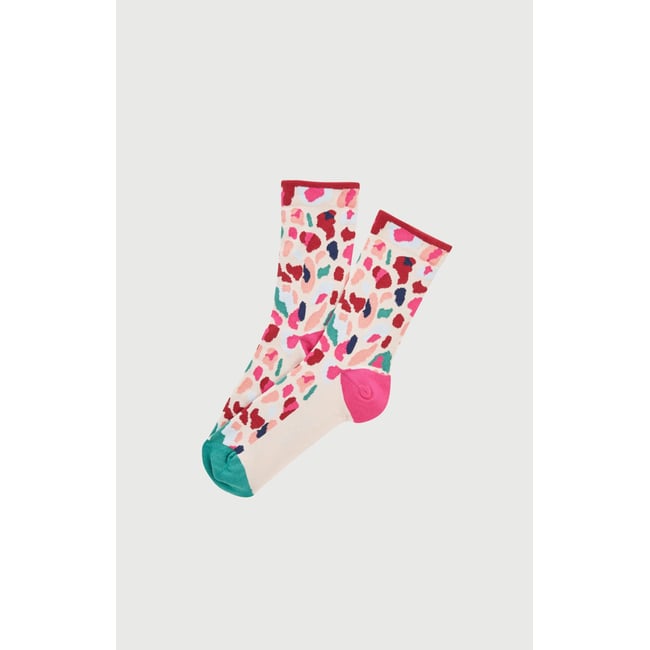 Chaussettes en coton imprimé Léopoldine multicolore <span itemprop=