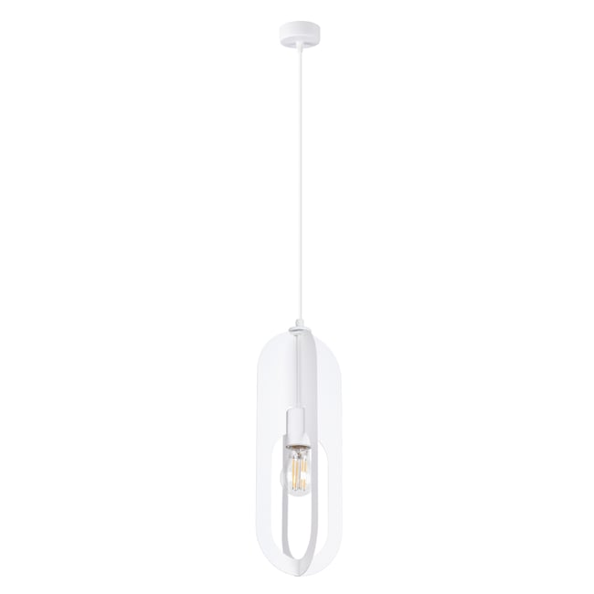 Lustre Acier Blanc E27 1 Nicus Couleur blanc <span itemprop=