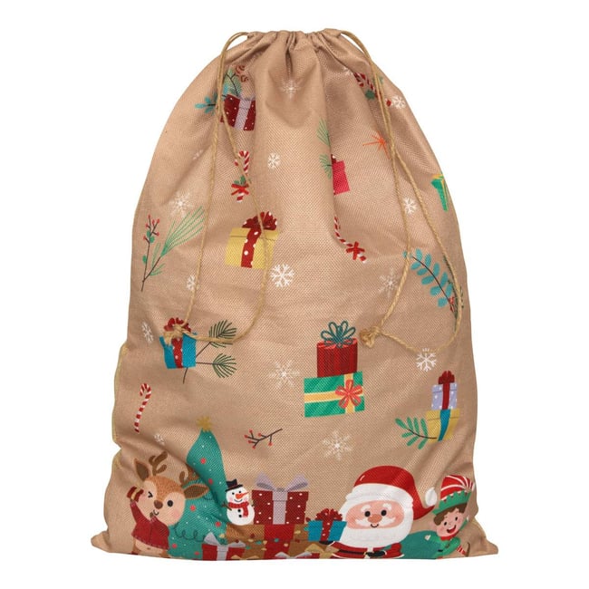 HOTTE PERE NOEL JUTE 50X70CM Couleur beige <span itemprop=