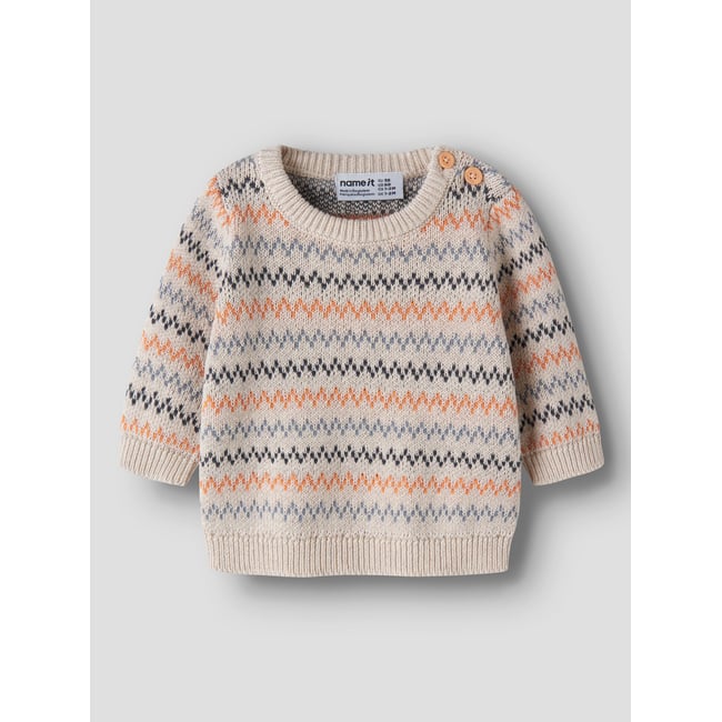 Pull En Maille blanc - peyote melange1 <span itemprop=