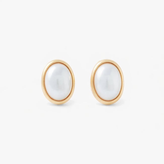 Boucles d'oreilles clips - perles ovales blanc <span itemprop=