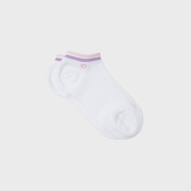Socquettes en coton peigné UNIES blanc, rose et violet <span itemprop=