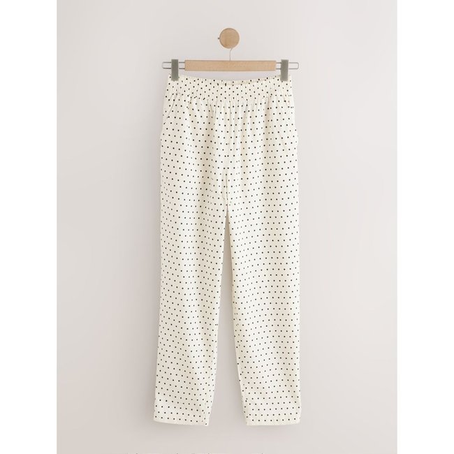 Pantalon bouffant en lin mélangé tache blanche/noire <span itemprop=