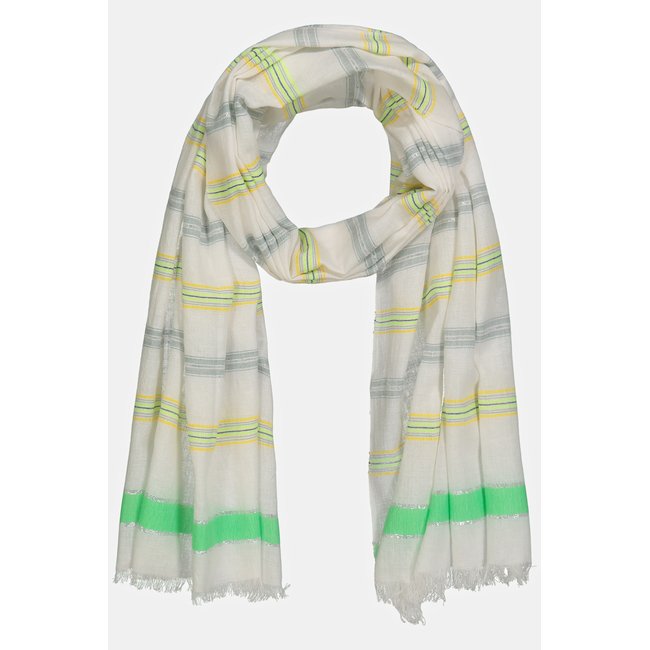 Foulard. Rayures. Détails scintillants. jaune vert <span itemprop=