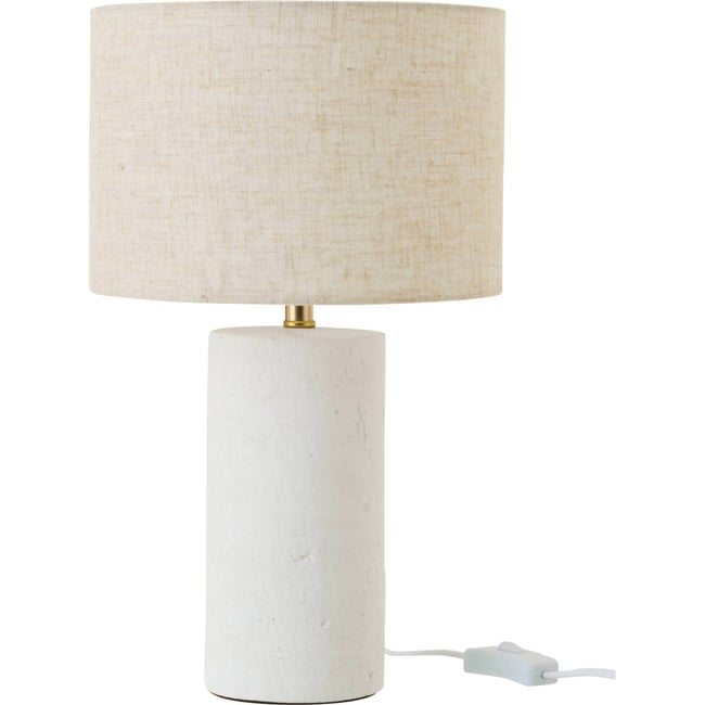 Lampe de table en poterie céramique Couleur blanc et écru <span itemprop=
