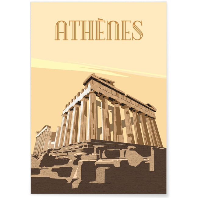Affiche ville Athènes Couleur blanc <span itemprop=