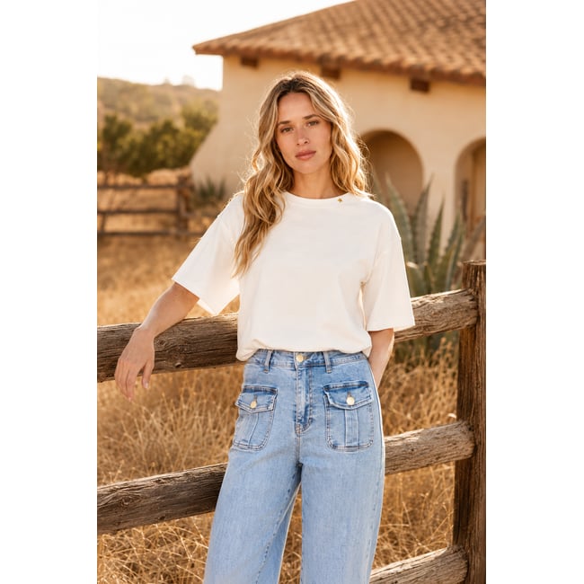 T-shirt manches courtes col rond uni TAIS - LA PETITE ETOILE