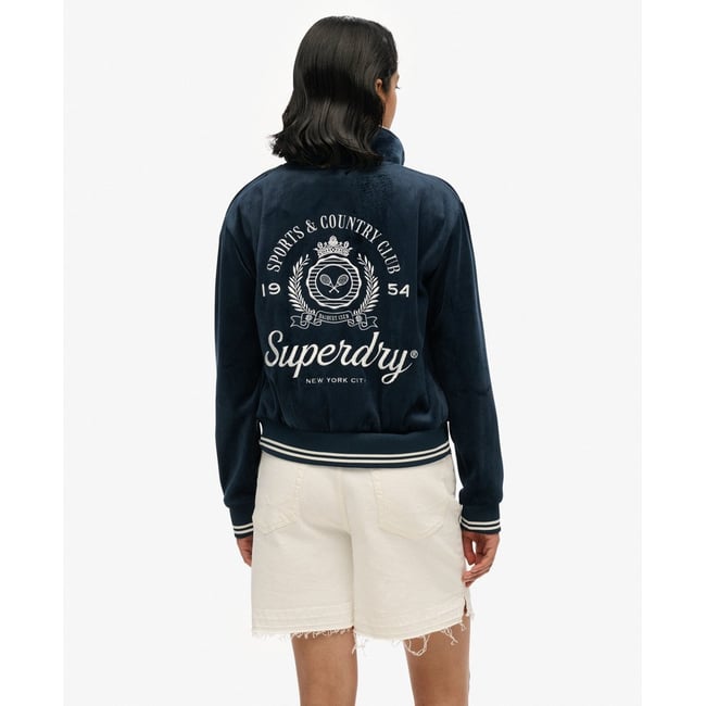 Bomber en jersey Country Club bleu marine myrtille <span itemprop=