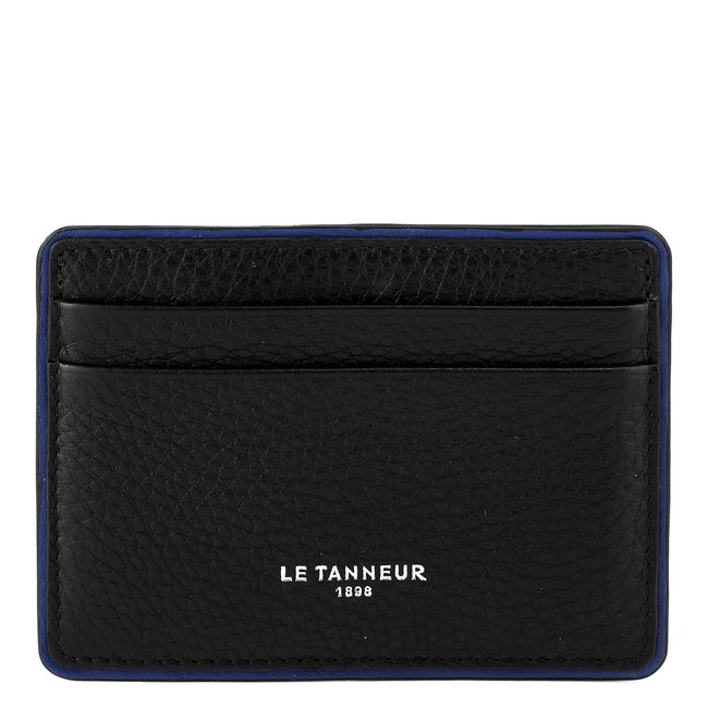 Porte cartes en cuir grainé AUGUSTIN noir le bleu <span itemprop=