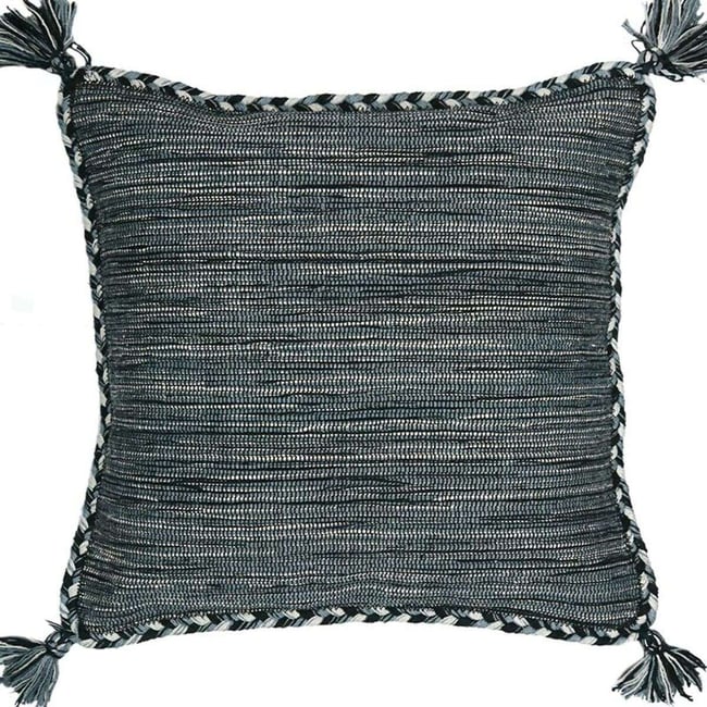 Coussin en coton tissé et tressé  SAHARA gris <span itemprop=