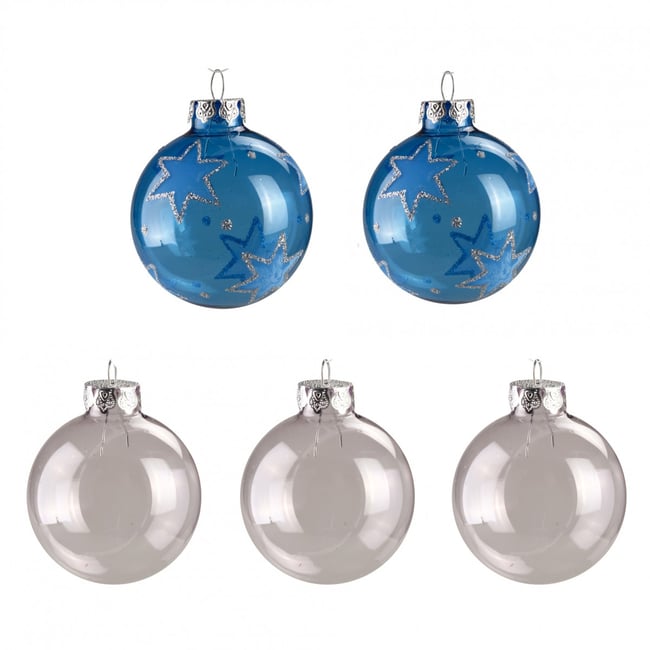 Set de 5 boules en verre translucide Couleur transparen <span itemprop=