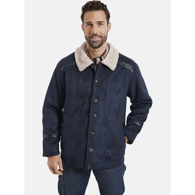 Veste effet cuir LOTHAR bleu foncé <span itemprop=