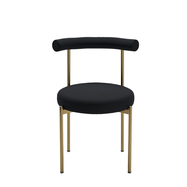 Lot de 2 chaises de table - SCARLETT Couleur velours noir pieds or <span itemprop=