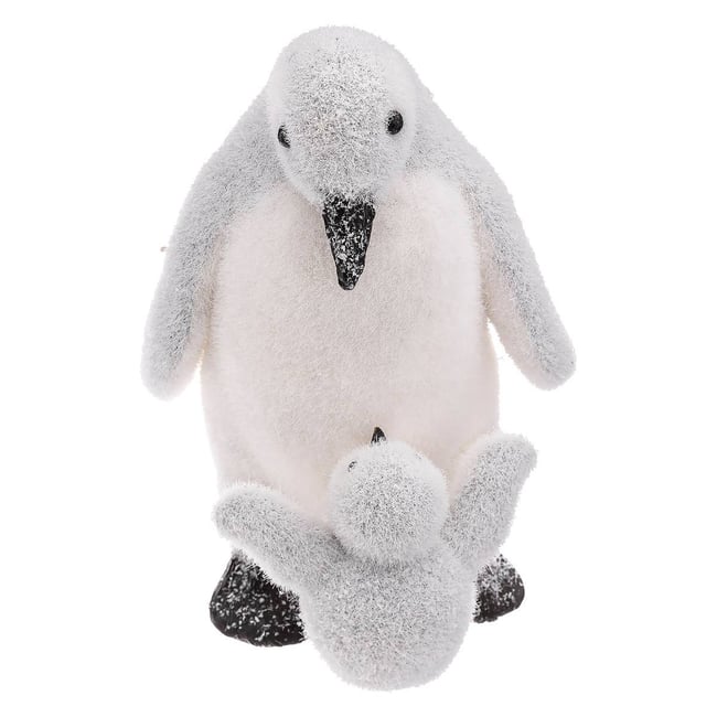 Bébé et maman pingouin 27cm en polyfoam Couleur blanc <span itemprop=