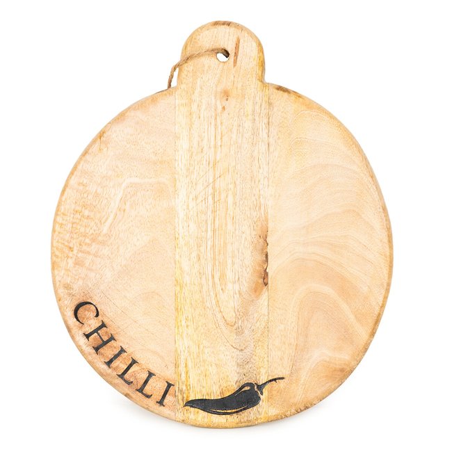 30cm 'Chillies' Round Chopping Board in Mango Wood, red, SO'HOME