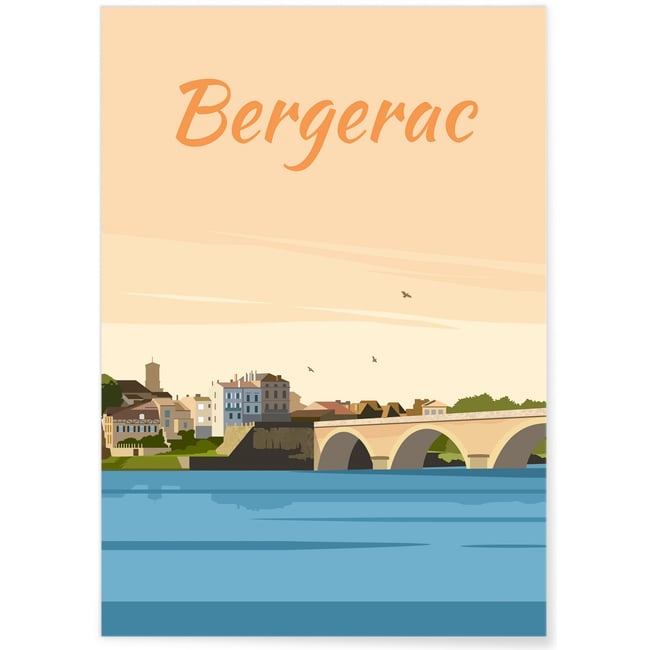 Affiche ville Bergerac Couleur blanc <span itemprop=