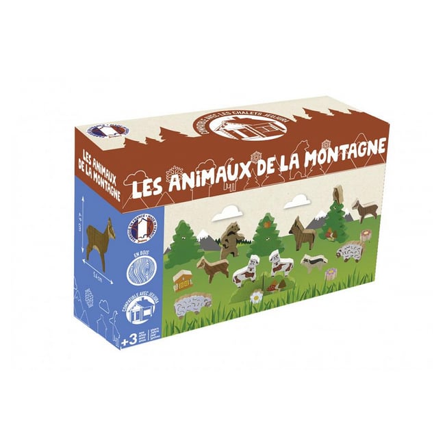 Les animaux de la montagne en bois marron <span itemprop=