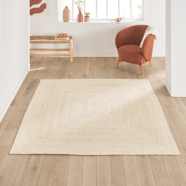 Alfombra cuadrada de yute blanqueado, Aftas bleached <span itemprop=
