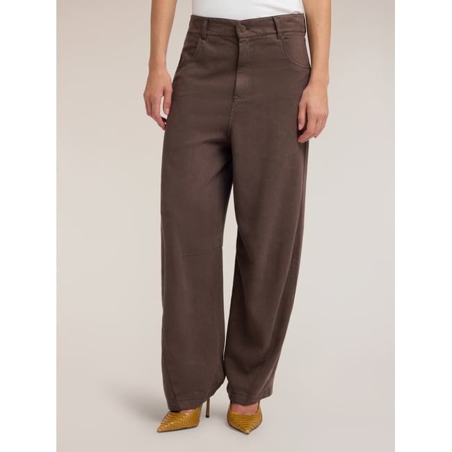 Pantalon barrel marron <span itemprop=