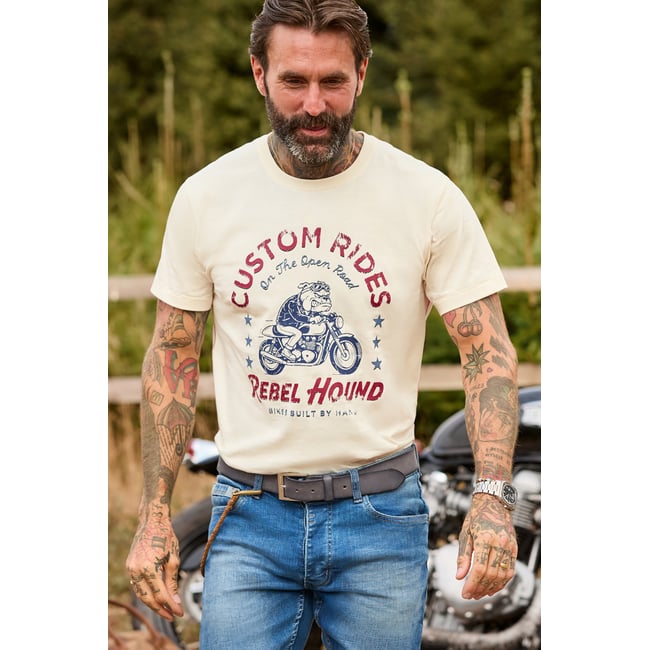 T-Shirt Chien Rebelle beige <span itemprop=